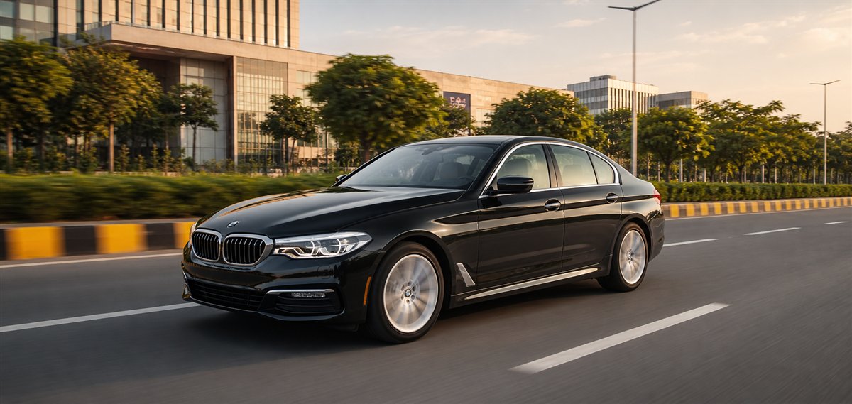 BMW / Similar VIP cab driving on an open road